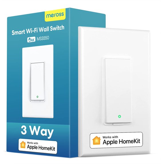 meross 3 Way Smart Switch, Smart Light Switch Supports Apple HomeKit, Siri, Alexa, Google Assistant & SmartThings, 2.4GHz WiFi Light Switch Neutral Wire Required, Remote Control Timer 1 Pack