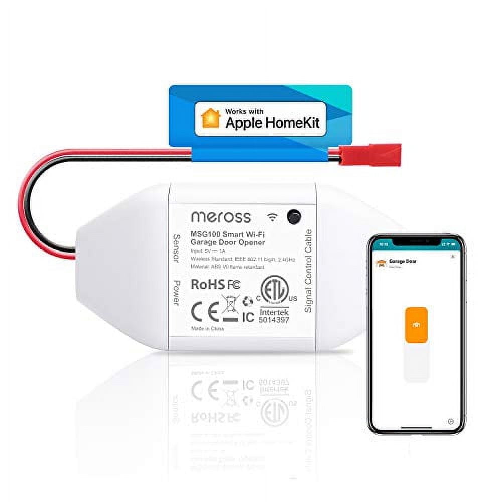 meross Smart Garage Door Opener Remote, Compatible with Apple HomeKit, Alexa, Google Assistant, SmartThings, Multiple Notification Modes, No Hub Needed