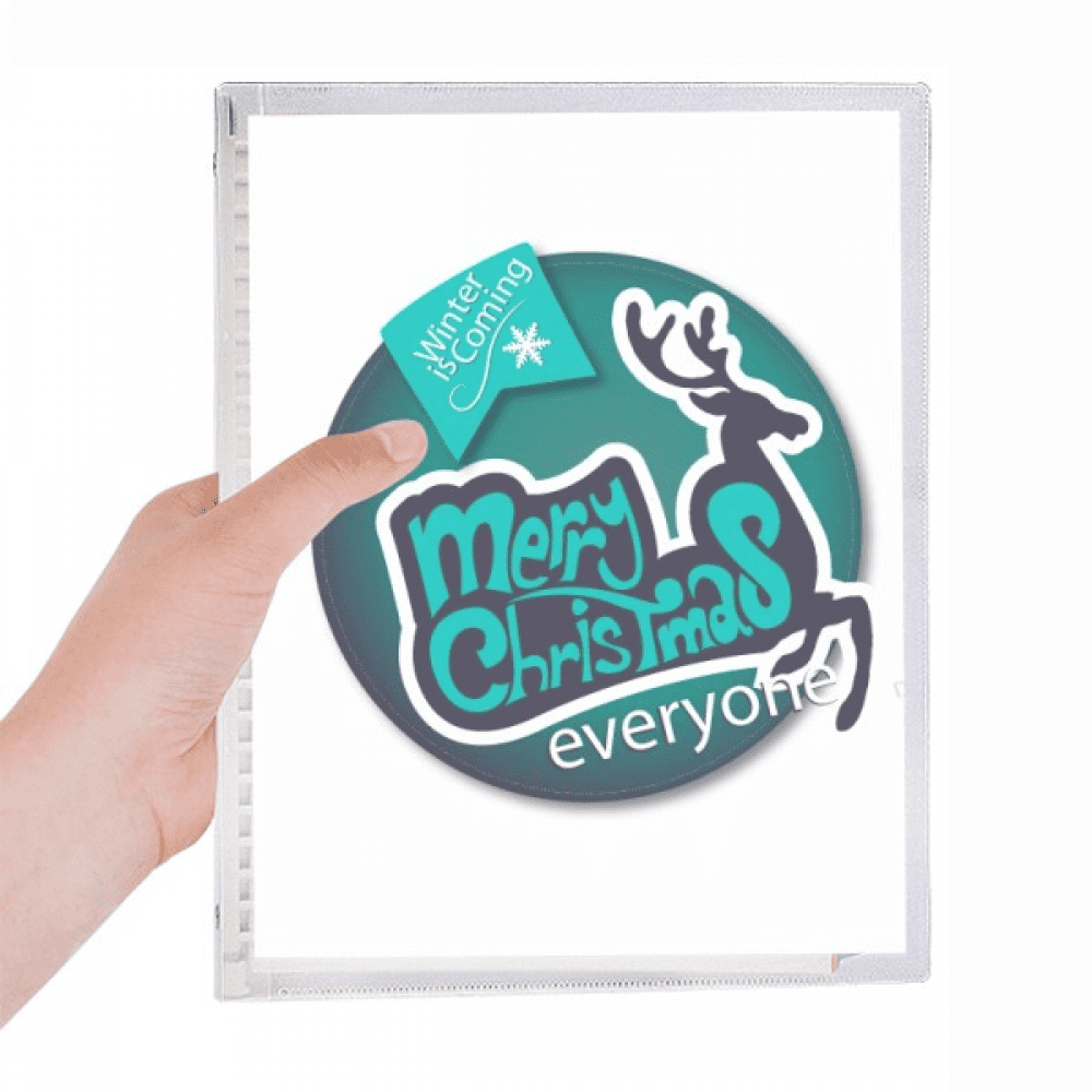 merry mas blue reindeer illustration notebook loose diary refillable journal statiry