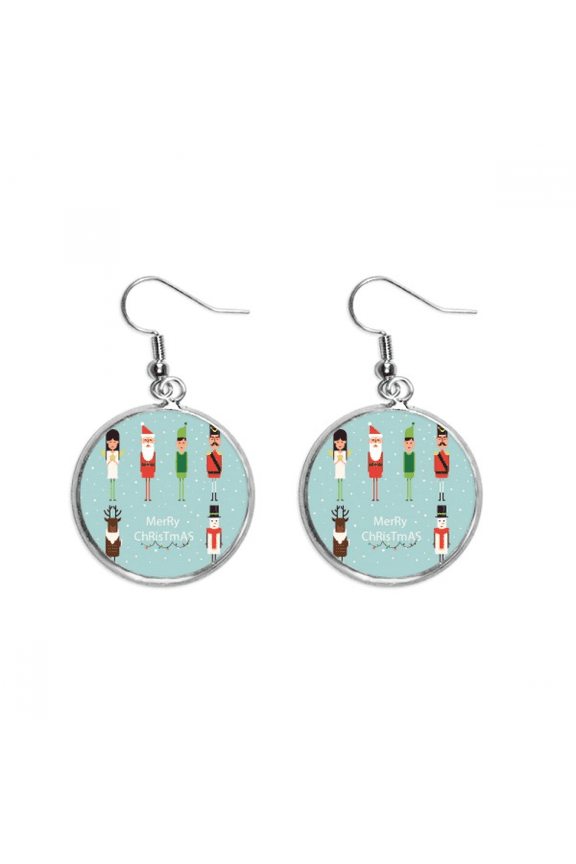 merry mas man illustration ear dangle silver drop ear jewelry woman