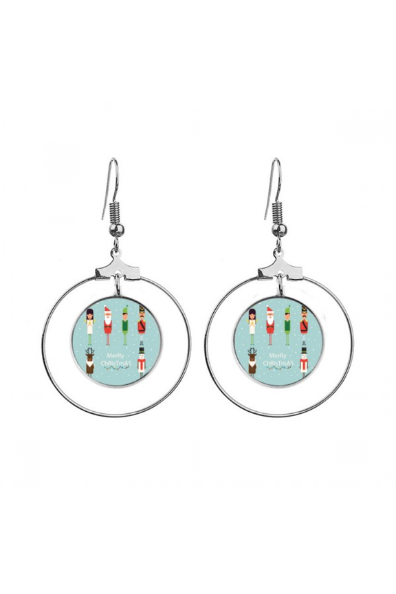 merry mas man illustration earrings dangle hoop jewelry drop circle