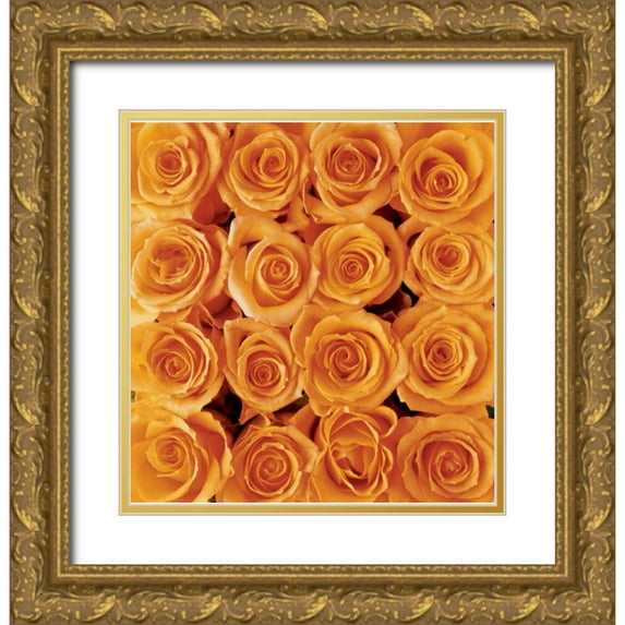 met Bloemen, Creatief 26x27 Gold Ornate Wood Framed with Double Matting Museum Art Print Titled - Orange rose creation