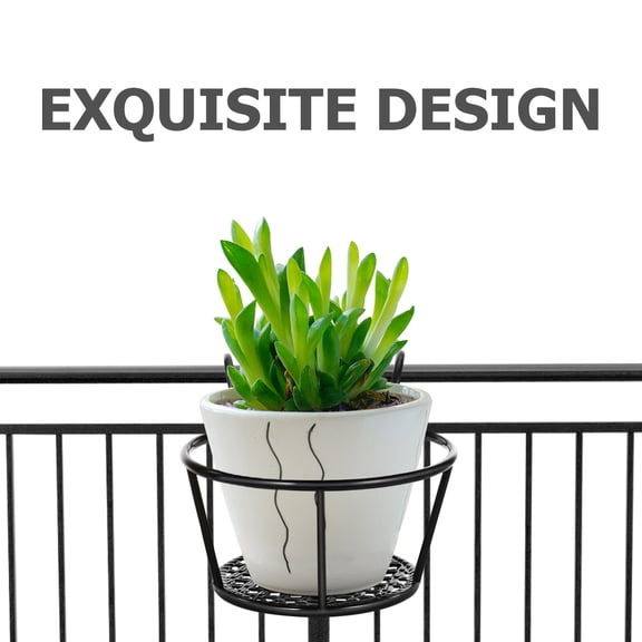 UNOMOR Over Rail Pot Holder Iron Flowerpot Shelf Black 2Pcs 11.8X8.7X6.3In