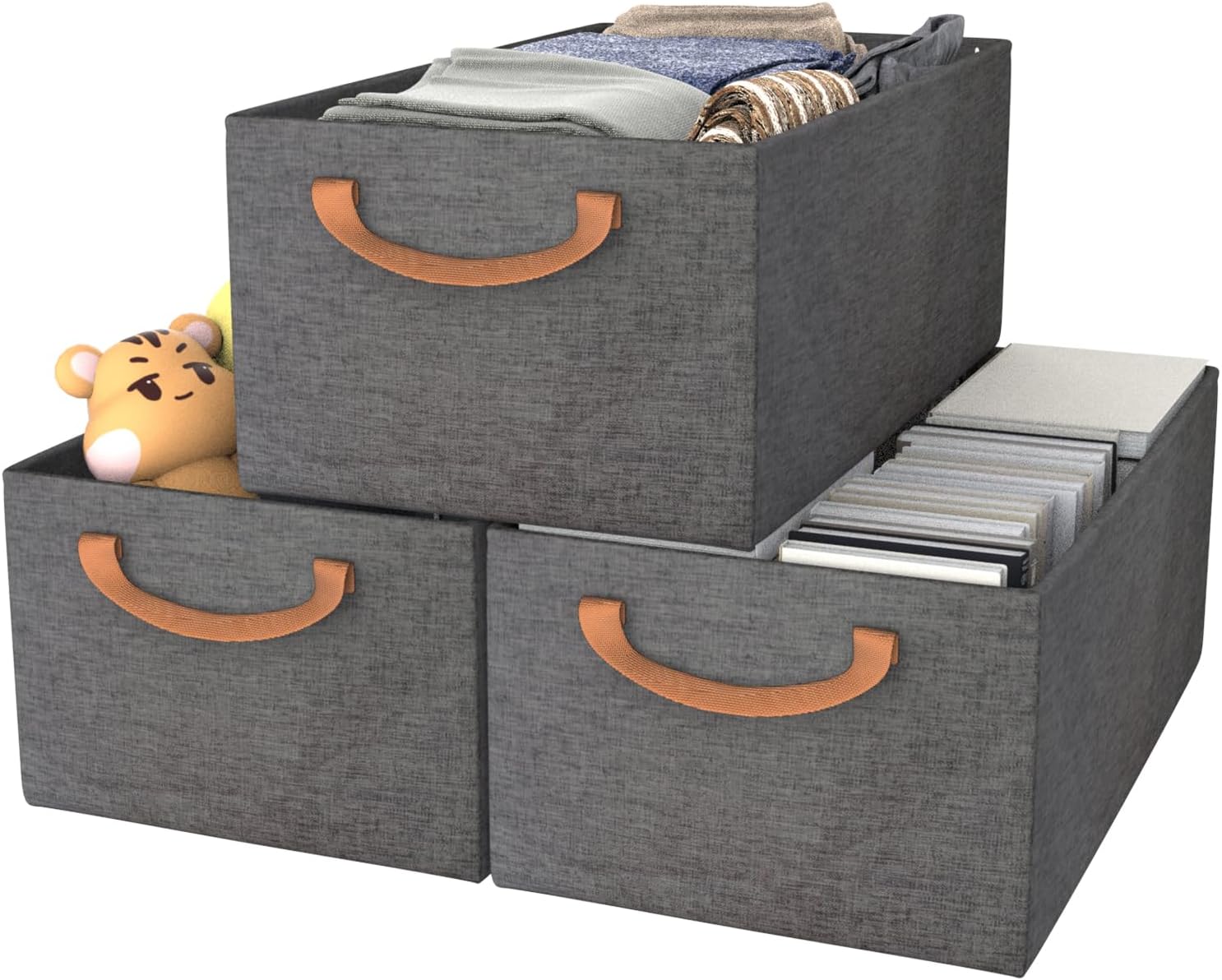 Collapsible Rectangular Case metal frame storage bins, rectangle storage baskets for closet ...