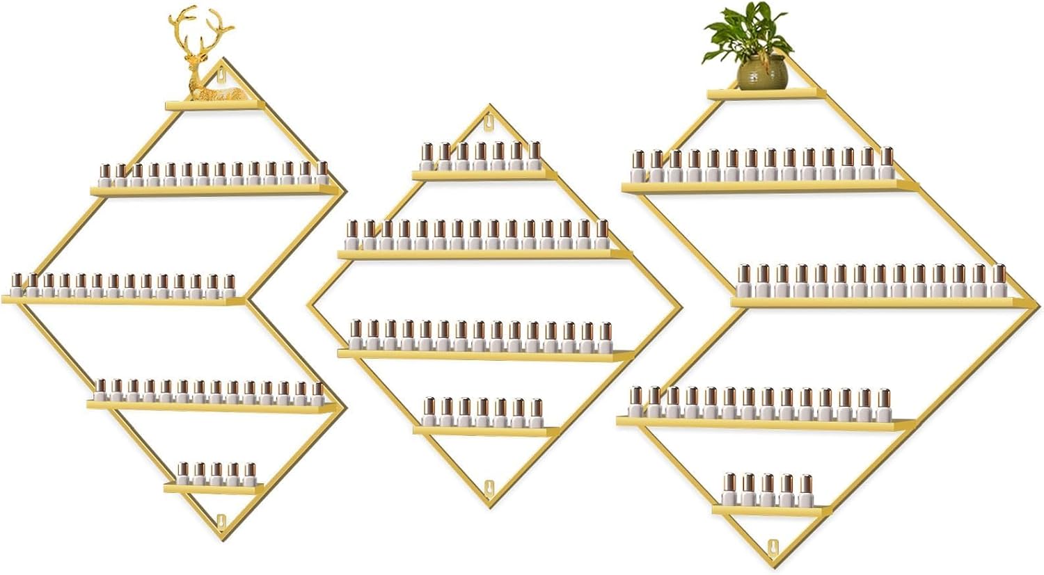 **metal wall mounted nail polish storage racks, gold display rack ...