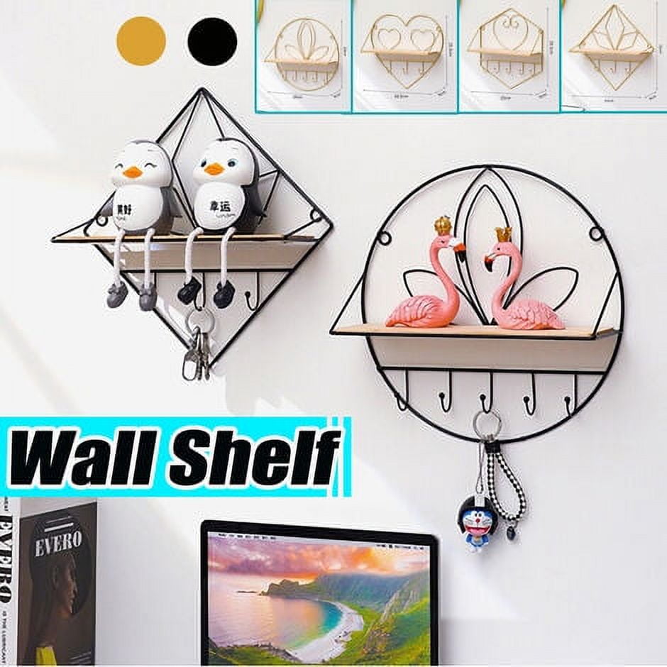 metal wall shelf, wire shelf, storage unit, hooks, key, hanger, love