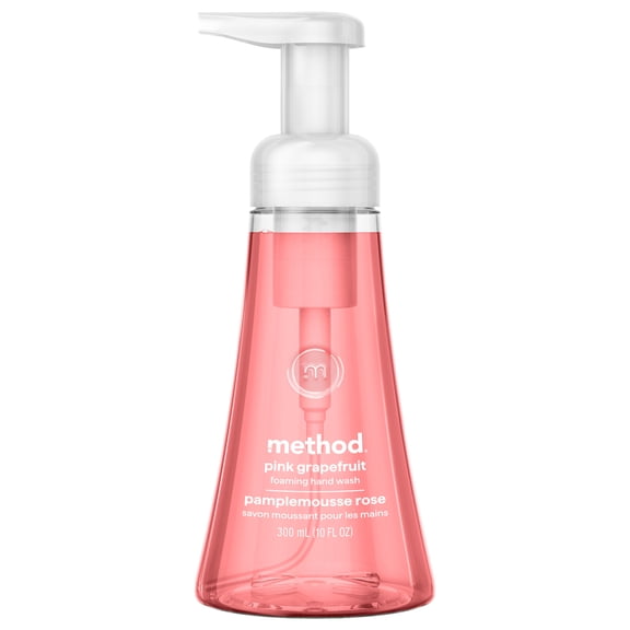 method Foaming Hand Wash, Pink Grapefruit - Leaves Hands Feeling Soft & Clean, for Bathroom & Kitchen, Pink Grapefruit & Blood Orange Notes, 10 fl oz