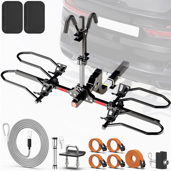 Metuvoln Heavy Duty 2 Ebike Rack for Car,200LB Capacity,Foldable Tiltable Hitch Mount Anti-Theft Bike Rack for SUV RV Trucks,2" Hitch Receiver