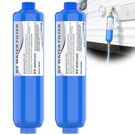 metuvoln RV Inline Water Filter 2PC, Hose Water Filter for RV,Camper,Trailer,Motorhome,Boat & Garden Hose,Easy Installation,Standard 3/4" Connection
