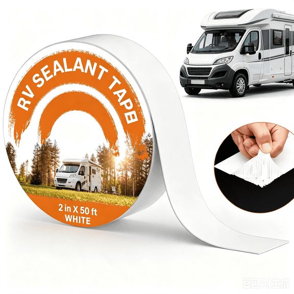 Metuvoln RV Roof Tape, 2in x 50FT, Waterproof Natural RV Sealant Tape for Camper Roof Repair,Window,Boat(White)