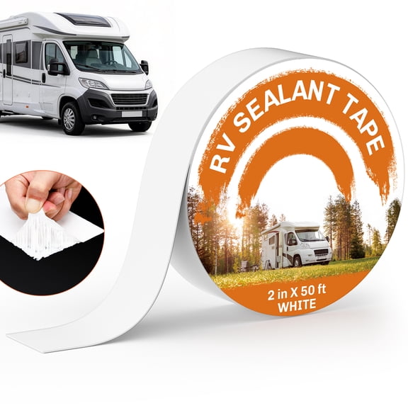 metuvoln RV Roof Tape, 2in x 50FT, Waterproof Natural RV Sealant Tape For Camper Roof Repair,Window,Boat(White)
