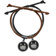 thumbnail image 1 of mewing cat engilsh quote cartoon bracelet double leather wristband couple set, 1 of 2