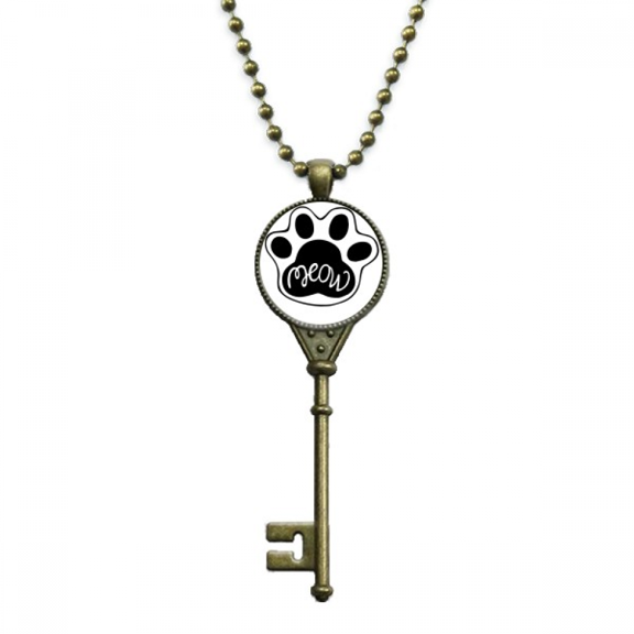 mewing cat english quote cartoon key necklace pendant tray embellished chain