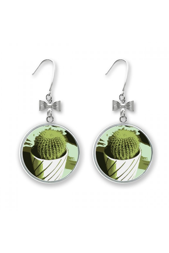 mexican cactus strong flower bow earrings drop stud pierced hook