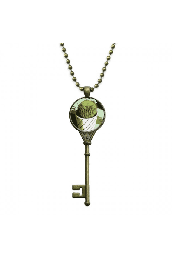 mexican cactus strong flower key necklace pendant tray embellished chain