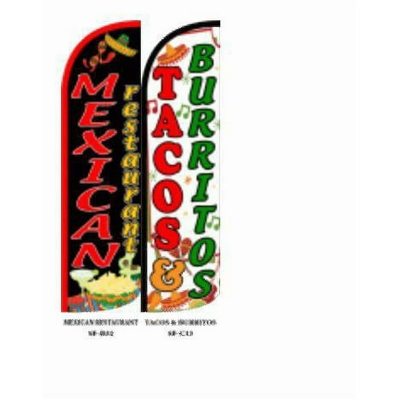 mexican restaurant tacos burritos king windless flag- pack of 2(hardware not included)