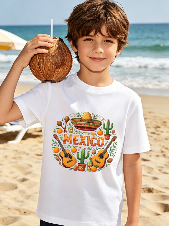 mexico theme t shirt summer printed short sleeve t shirt 100 cotton graphic tees for cool t shirts for casual t shirt clothes family vacation outfit holiday family p