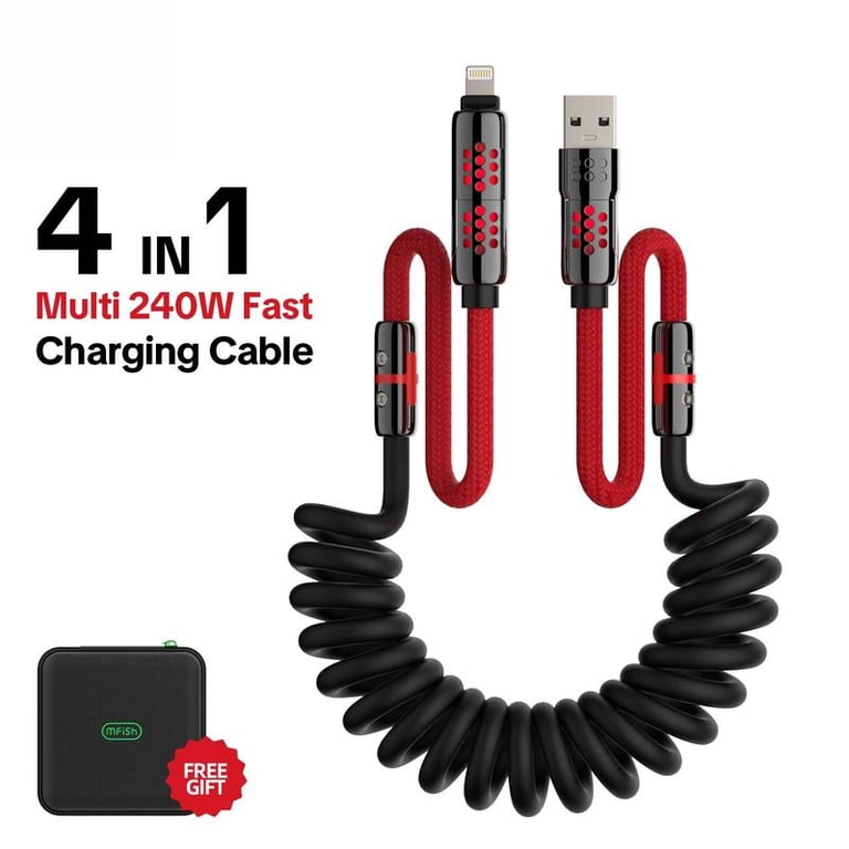 mfish Armored Dragon Ⅷ 4-in-1 Coiled Universal USB Charger Cable