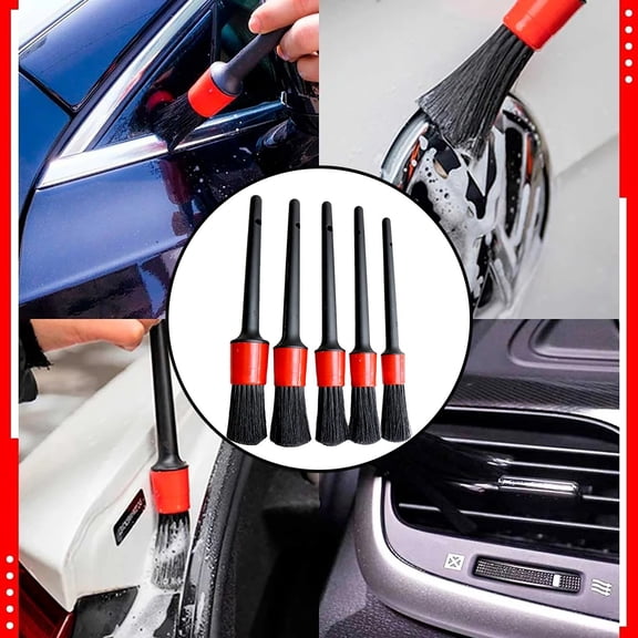 mfyjkho 5-Piece Car Detailing Brush Set, Crevice & Interior Cleaning Tools for Hard To Reach Areas, Scratch-Free Bristles, Acid & Alkali Resistant, Multi-Size Brushes for Auto Vents & Grilles