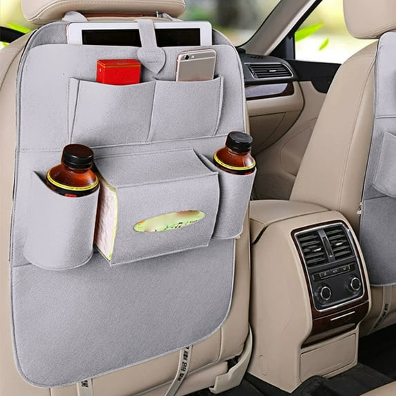 mfyjkho Backseat Organizer Storage, Large Capacity Seatback Hanging Organizer with Multiple Pockets, Non-Woven Fabric for Cars, Suvs, Trucks, Families & Travel