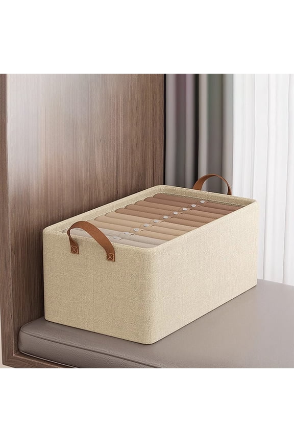 Cloth Storage Box with Partitions for Organizing Clothes Denim Pants Hoodies Underwear - Portable Handle Durable Fabric for Bedroom Office - 1 Pack