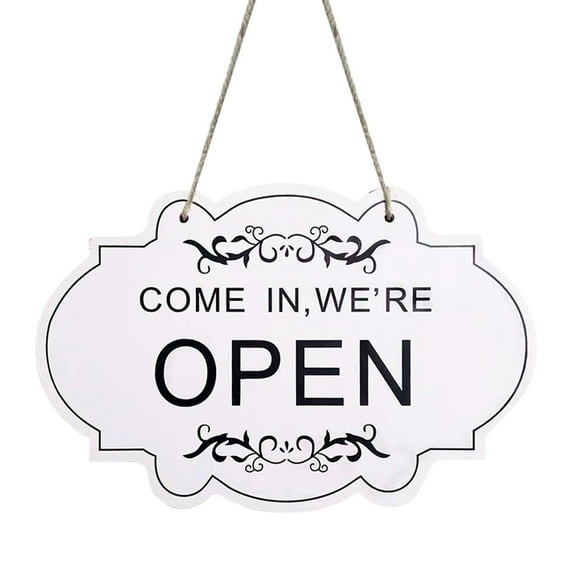 mfyjkho Double-Sided Open Closed Sign, Wooden Shop Door Hanging Decor, Store Business Entrance Wall Decoration, 1 Piece