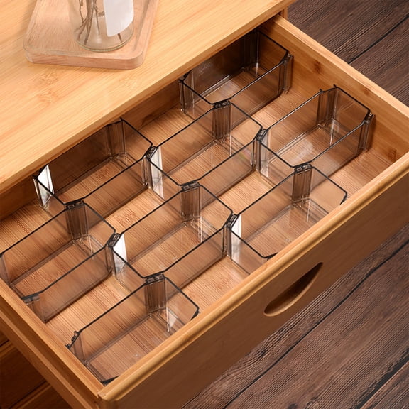 mfyjkho Drawer Organizer, Plastic Storage Box Divider for Underwear Socks Accessories, Clear Modular Organizer Set Of 6 for Cabinet Closet