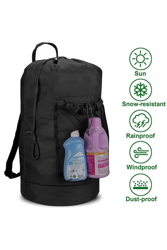 Drawstring Laundry, Water- Storage with Shoulder Straps, Portable Travel & Gym Backpack for Dirty Camping, Dorm, Large Size