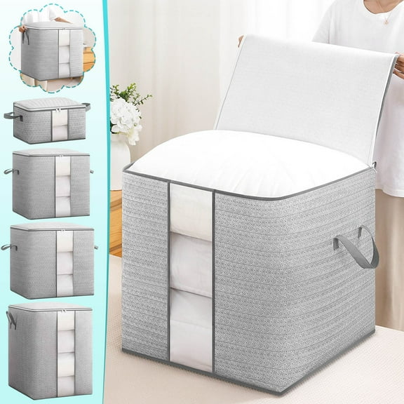 mfyjkho Folding Wardrobe Storage Box with Window, Drawer Style, Non-Woven Fabric, Large Capacity, Foldable, Stackable, for Bedroom, Closet, Under Bed, 1 Pack