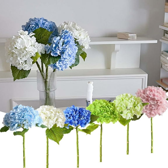 mfyjkho Large Artificial Hydrangea Macrophylla, 21 Inches, 176 Petals, 3 Leaves, for Wedding, Party, and Home Decoration, 1 Piece