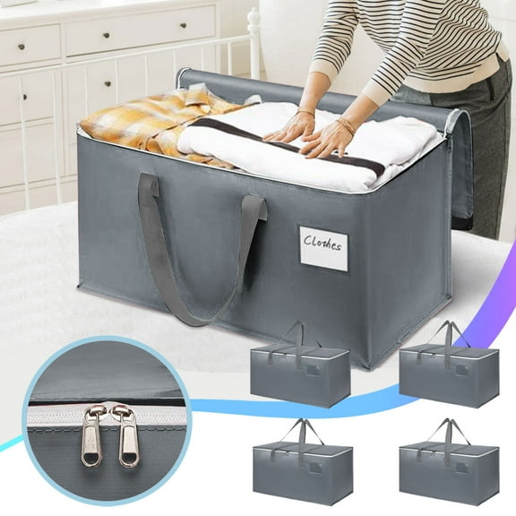 mfyjkho Large Capacity Moving Storage, 4-Pack Foldable Organizer for, Blankets, College Dorm, Household, Portable Travel & Trunk, 69X38X35Cm