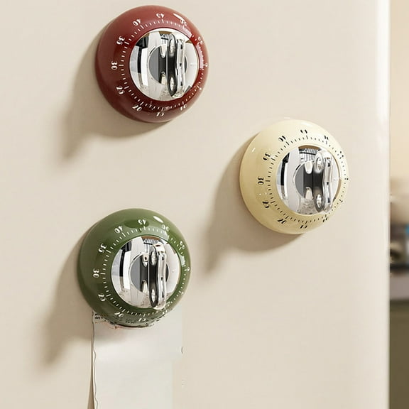 mfyjkho Magnetic Kitchen Timer, Mechanical Countdown Timer with Strong Magnet for Fridge Or Oven, No Batteries Needed, 60-Minute Timer for Cooking and Baking, 7.6X7.6X6.5 Cm, Single Pack