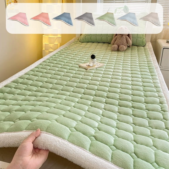 mfyjkho Milk Velvet Mattress Pad for Single Bed, Warm Winter Floor Mat with Anti-Slip Backing, 3-Layer Ergonomic Design for Dormitory Use, 78.74X47.24 Inches, 1-Pack