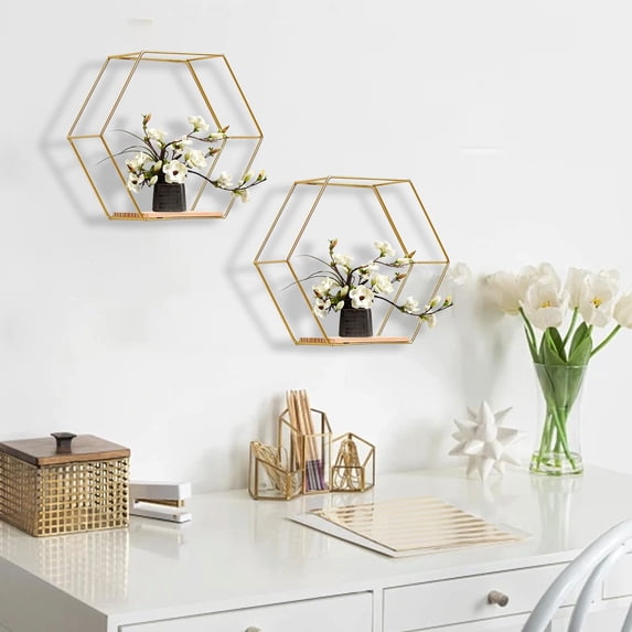 mfyjkho Modern Hexagonal Floating Shelves for Wall Mounted Shelves with ...