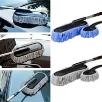 mfyjkho Retractable Car Wash Mop with Microfiber Cleaning Pad, Multi-Functional Car Wax Brush Tool for Vehicle and Home Cleaning, 2-Piece Set