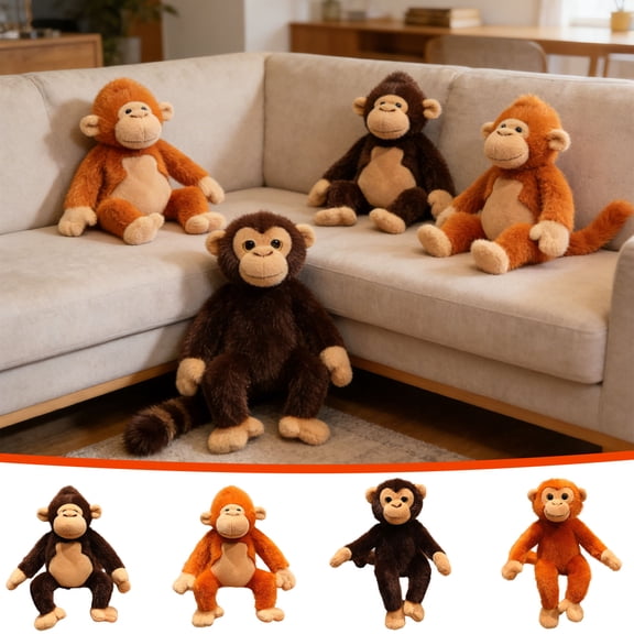 mfyjkho Soft Plush Monkey Pillow, 13 Inches, Hugging Toy for Comfort and Stress Relief, Includes 1 Stuffed Animal