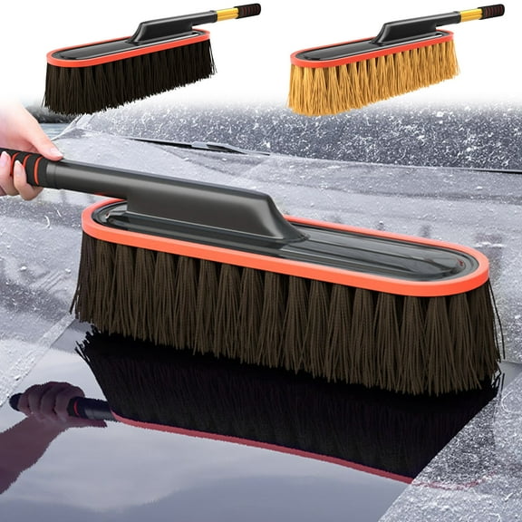 mfyjkho Telescopic Snow Brush and Duster with Alloy Handle, Bristles for Removing Snow, Sprinkle, and Dirt, Extendable Cleaning for Windows and Mirrors, Ideal for Owners, 23.62