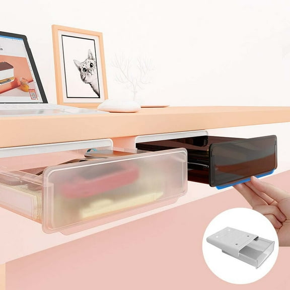 mfyjkho Under Desk Drawer Tray Organizer with Self Adhesive, Hidden Storage Box for Office, Study Desk, Or Dining Table, 1 Count