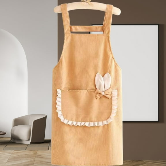 mfyjkho Waterproof Corduroy Bib Apron with Pocket for Kitchen and Restaurant Use, Dirt Resistant and Easy to Clean, 27.5X26.7 Inches, 1 Count
