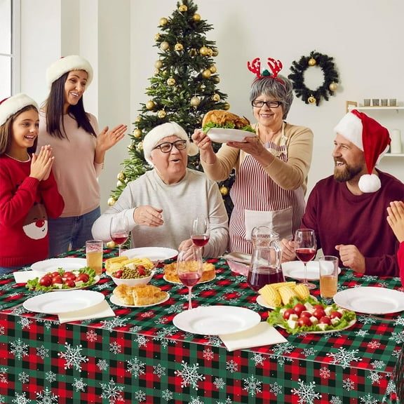 mfyjkho Waterproof Snowflake Plaid Tablecloth for Tables and Photo Backdrops, 274 X 137Cm, 1 Count