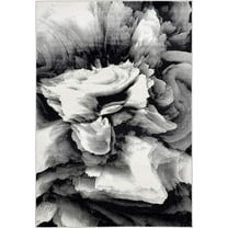 Rugs Modern 2' X 3' Black & White Floral Swirl Area Rug - Contemporary Geometric 3D Rug, Arto Collection