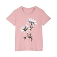 thumbnail image 1 of mgdxox Girl Summer Short Sleeve Crew Neck Floral Print Loose T-Shirt Daisy Graphic Tee Shirt Tops Pink 9 Years, 1 of 5