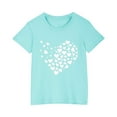 thumbnail image 1 of mgdxox Girl's Short Sleeve Crew Neck T-Shirt with White Heart Prints Loose Fit Tee Tops Blue 4 Years, 1 of 5