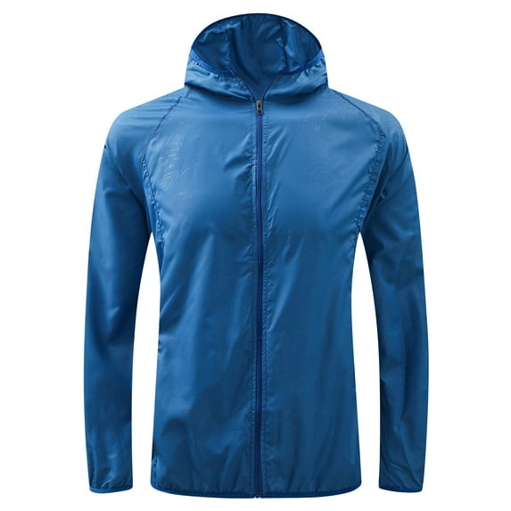 mgdxox Women's Lightweight Windbreaker Jacket Zipper Up Hooded Outdoor Running Quick Dry Breathable Sport Coat with Pockets Blue XL
