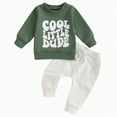 thumbnail image 1 of mgoYE 12-18 Month Boy Clothes Fall Winter Outfit Patchwork Long Sleeve Sweatshirt Tops Stretch Pants Set Sweatshirt Pants Set|Green 3-6 Months, 1 of 4