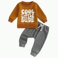 thumbnail image 1 of mgoYE 12-18 Month Boy Clothes Fall Winter Outfit Patchwork Long Sleeve Sweatshirt Tops Stretch Pants Set Sweatshirt Pants Set|Khaki 6-12 Months, 1 of 4