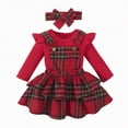 thumbnail image 1 of mgoYE 12-18 Month Girl Clothes Fall Baby Girl Halloween Outfit Long Sleeve Ribbed Romper Ghost Embroidery Overall Dress Headband Cute Fall Clothes|Red 12-18 Months, 1 of 8