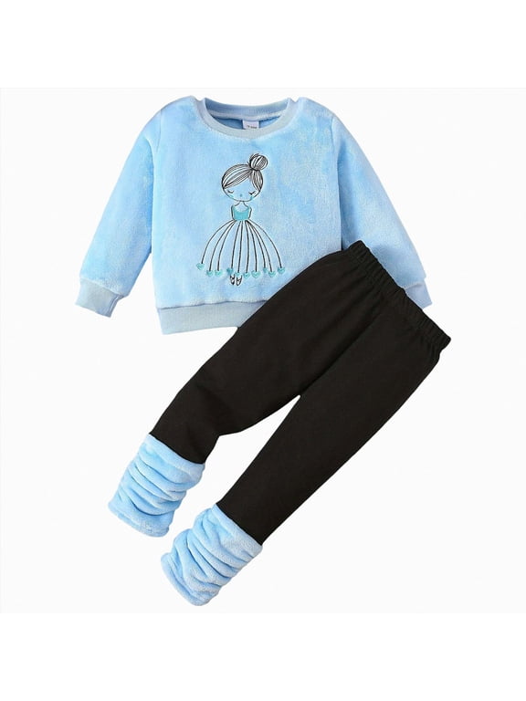 2-3 Years Kid Toddler Girl Clothes Ruffle Sleeve Top Floral Pants 2PC Fall Winter Girls Outfits Clothing Set