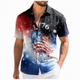thumbnail image 1 of mgoYE 250th Anniversary USA Button Shirt Gifts American Flag Button Shirt Men 4th of July V-Neck Short Sleeve Patriotic T-Shirt Memorial Day Graphic Tee Independence Day Tops(Dark Blue,5XL), 1 of 6