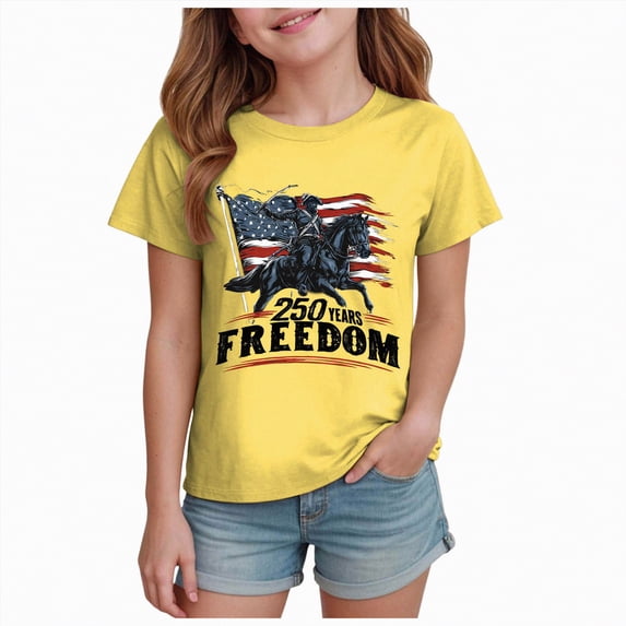 mgoYE 250th Anniversary USA Shirt Long Sleeve 250th US Shirt 250 Year Birthday Independence Shirts for Boys Girls United States 250 Years Since 1776 2026 V Neck Tshirt(Yellow,2-3 Years)